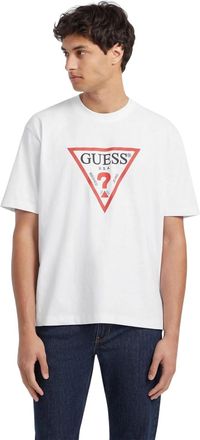 Guess Iconisch T-shirt voor heren, in jeansstijl (Puur wit)