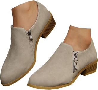 Generic Western Ankle Boots for Women Uk Low Heel Shoes Platform Zipper Short Boots,Arch Support Low Heel Flat Heel Booties, Chunky Roman Shoes Ladies Casual 