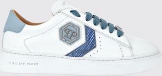 Philipp Plein Low-Top Leather Sneakers with Monogram and Hexagon Logo