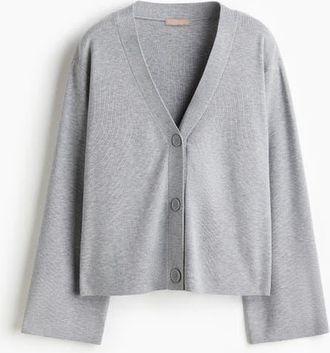 H&M Fine-knit cardigan in Gray Melange at Nordstrom, Size Xx-Large