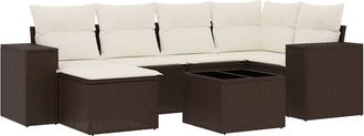 vidaXL Vidaxl - Set Divani Da Giardino 7 Pz Con Cuscini Marrone In Polyrattan