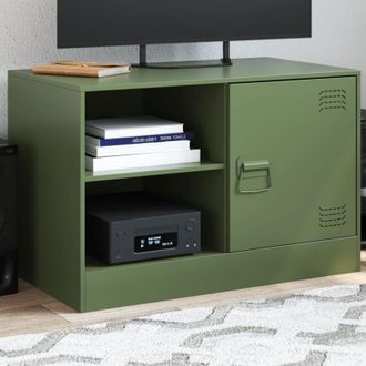 vidaXL Mobile tv Verde Oliva 67x39x44 cm in Acciaio - Vidaxl