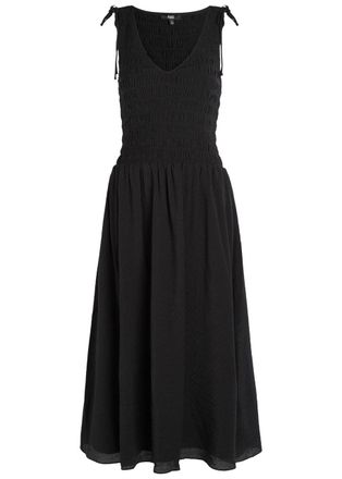 Paige Sebestian Shirred Woven Midi Dress - Black - XL (UK16 / XL)
