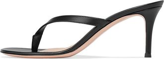 Generic Black,4.5 UK,Womens PU Leather flip-Flops Peep Open Toe Stiletto High Heels Slip On Backless Slides Summer Formal Wedding Party Dress Sandals Shoes