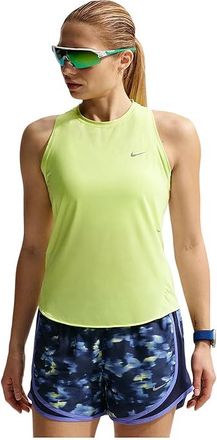 Nike Swift Dri-FIT Running Tank Top Womens Clothing Light Lemon Twist/Reflective Silver : XL (US 16-18), Mesh/Polyester/Spandex