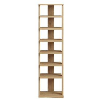 Dmora Sapatero Soddi, Mueble Zapatero 8 Pares, 8 Estantes, 7 Compartimentos, 30x30x110h Cm Roble Marr&oacute;n