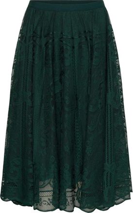 Cream Crluann Kantrok - Dames - Midirokken - Groen - S/M - Polyester - Rokken
