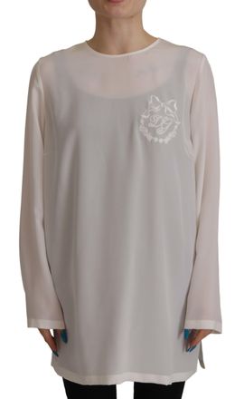 Dolce & Gabbana Womens Silk Blouse Long Sleeve Round Neck - Ivory - Size EU 40 (Womens)