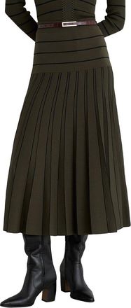 Reiss Alice Knitted Stripe Pleated Midi Skirt