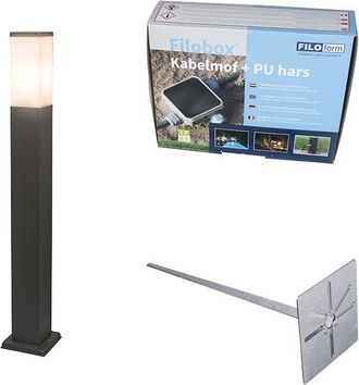 QAZQA Qazqa + Moderno L&aacute;mpara De Exterior Antracita 80 Cm Ip44 - Malios Con Piqueta De Tierra Y Prensaestopas Pl&aacute;stico /acero Inoxidable Cuadrada Adecuado P