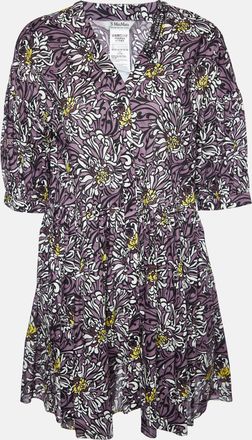 Max Mara Smax Mara Purple Floral Printed Cotton Mini Dress