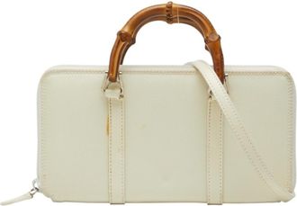 Gucci Bamboo White Nylon Leather Chain/Shoulder Wallet (Pre-Owned)