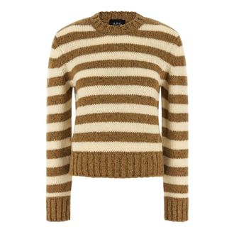 A.P.C. Gestreept tricot van zuiver scheerwol - Dames - Ronde hals truien - Bruin - L - Wol - Truien & Vesten