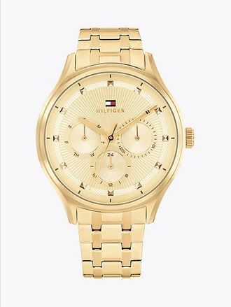 Tommy Hilfiger Reloj de acero inoxidable chapado en oro
