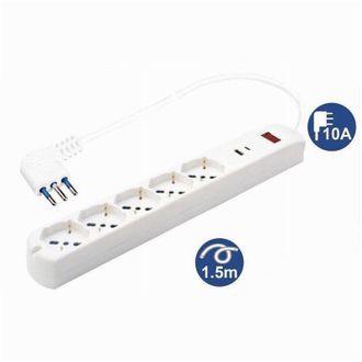Trade Shop Trade Shop - Multipres 7 In 1 Usb A + C + 5 Paymentos / Schuko / Eu Cavo 1.5mt 80082