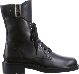 H&ouml;gl Black Nick Smooth Leather Metallic Buckle Ankle Boots