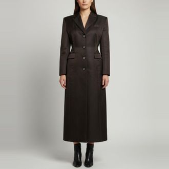 Magda Butrym Black Silk Blend Single Breasted Long Coat