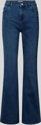 Christian Berg Flared Jeans mit Knopfverschluss in Marine Melange, Gr&ouml;&szlig;e 34/28