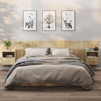vidaXL Mesita De Noche De Pared 2 Uds Color Roble Sonoma Vidaxl
