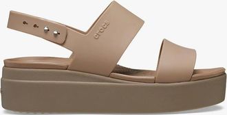 Crocs Womens Crocs 206453-2EL BROOKLYN LOW WEDGE Womens Sandals Latte/Mushroom - Brown - Size: 4