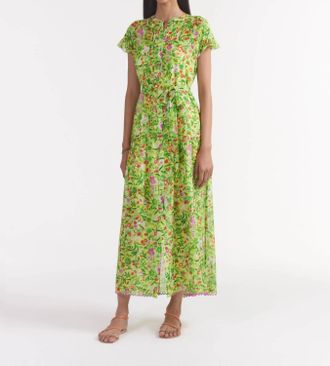 Saloni Bettie B Midi Dress In Bouquet Lime