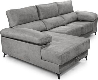 Home Heavenly Home Heavenly - Sof&aacute; Chaise Longue Vis Con Asientos Extra&iacute;bles Y Respaldos Reclinables, Patas Met&aacute;licas 101x293x167 Cm. Color: Gris Claro Chaise Longu