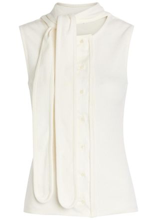 Christophe Lemaire Scarf-effect Cotton-blend top - Off White - Xxs (UK4 / Xxs)