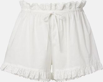 Poupette St Barth Shorts Cory de algod&oacute;n con bordado ingl&eacute;s