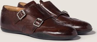 Miu Miu Calf leather brogue shoe with buckles