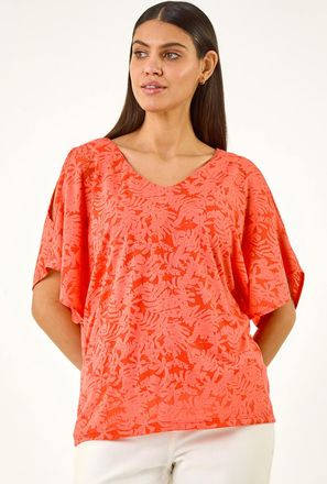 Roman Burnout Print Jersey Stretch Top