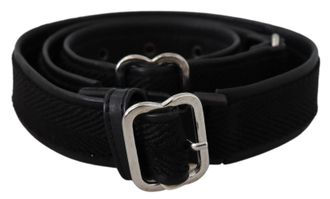 Gianfranco Ferre Womens Black Leather Silver Chrome Metal Buckle Belt - Size 80 cm
