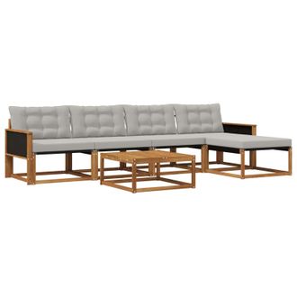 vidaXL Conjunto De Sof&aacute;s De Exterior 6 Pcs Natural Y Gris Claro Vidaxl