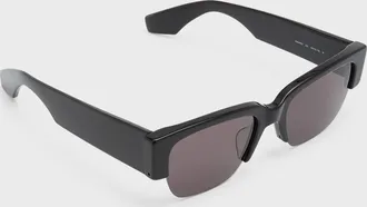 Alexander McQueen Men & apos;s Half-Rim Acetate Rectangle Sunglasses