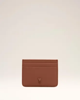 Ami Brown Cowhide Leather Ami De Coeur Card Holder Brown - OS - Unisex