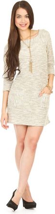 Papillon Heathered 3/4 Sleeve Dress In Cream
