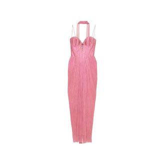 Maria Lucia Hohan Gowns, female, Pink, Size: 2XS Draped Front Cut-Out Maxi Dress