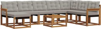 vidaXL Conjunto De Sof&aacute;s De Exterior 9 Uds. Natural Y Gris Claro Vidaxl