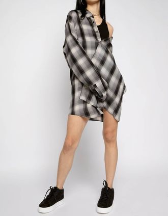 Rta Valery Shirt Dress In Grey Plaid