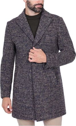 Bob Jassen, Heren, Blauw, XL, Wol, Boucl&eacute; Wollen Jas