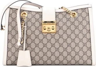 Gucci Padlock Chain GG Coated Canvas with Leather Medium tote bag - Bruin