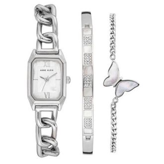 Anne Klein Quartz White Dial Ladies Watch and Bracelet Set AK/3943SVST