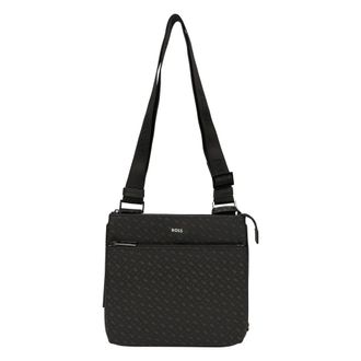 HUGO BOSS Borsa a busta monogram con logo impresso a lamina - - Bags - Uomo - Nero - ONE SIZE