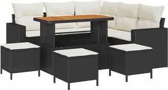 vidaXL Conjunto De Sof&aacute; De Jard&iacute;n 9 Pcs Negro Y Crema 110 X 55 X 71 Cm Vidaxl