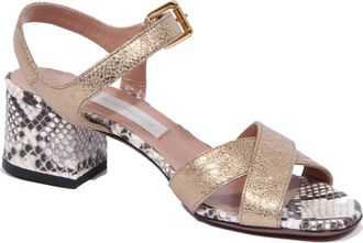 L'autre Chose Bronze Crakle Sandaal Schoen Made in Italy - Dames - Sandalen met hakken - Veelkleurig - 35 EU - Schoenen