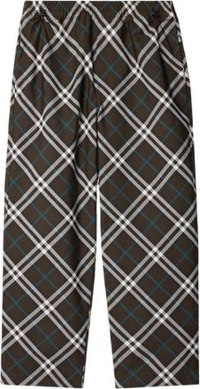 Burberry Check Print Twill Trousers, Size X-Small