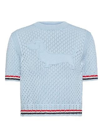 Thom Browne Hector pointelle T-shirt - Blue