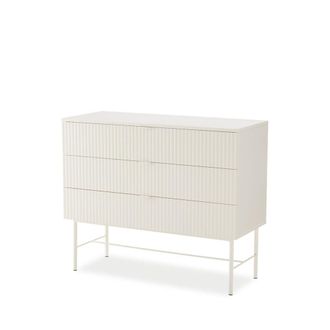 Koketto Home C&oacute;moda de 3 cajones color blanco dise&ntilde;o acanalado