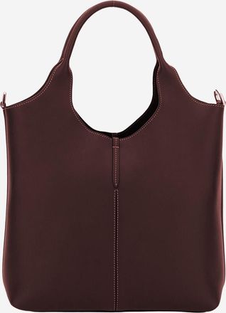 Tod's Womens Leather Shopping Tote Bag Dark Brown Calfskin Shoulder