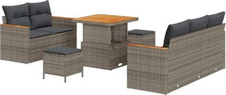 vidaXL Vidaxl - Set Divano Da Giardino Con Cuscino 8 Pcs Grigio Poly Rattan