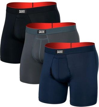 Saxx Multi-Sport Mesh Boxer Brief Fly 3-Pack Kunstfaserunterw&auml;sche f&uuml;r Herren | blau